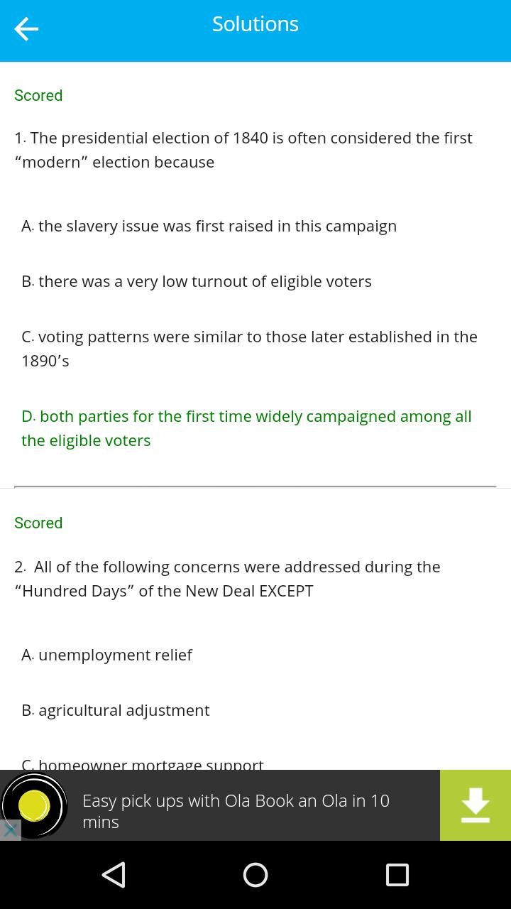 APUSH Exam(MCQ)-LENQ FREE