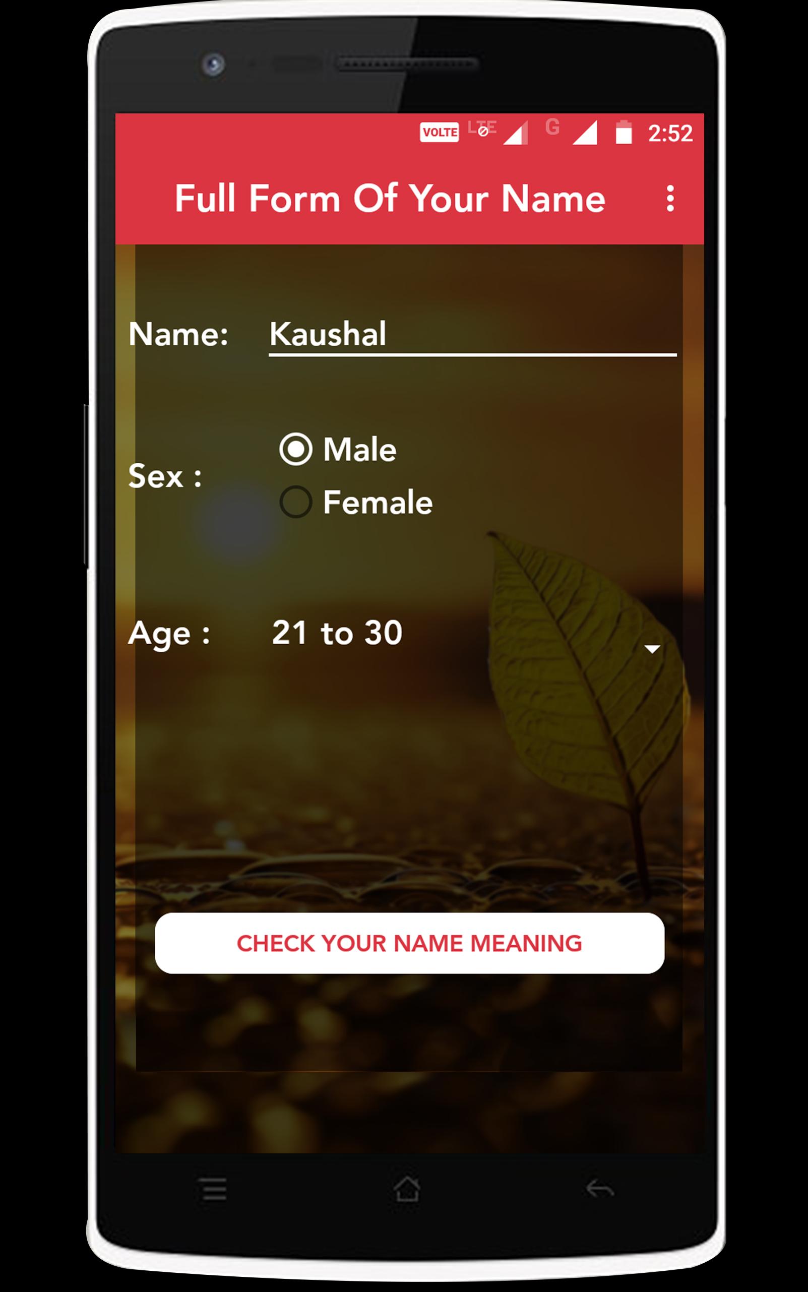 Full form of your Name
