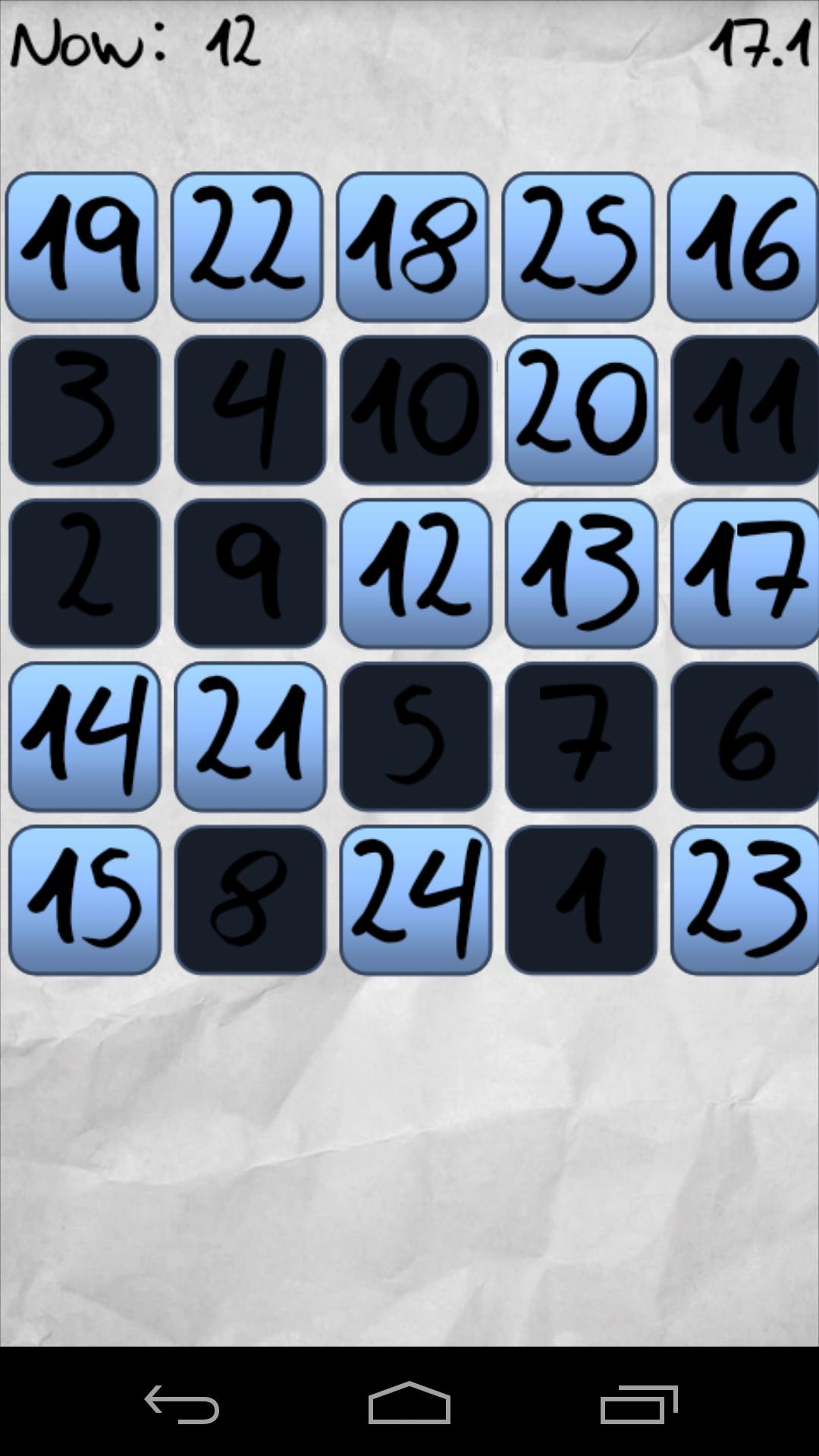 Touch the Blue Numbers