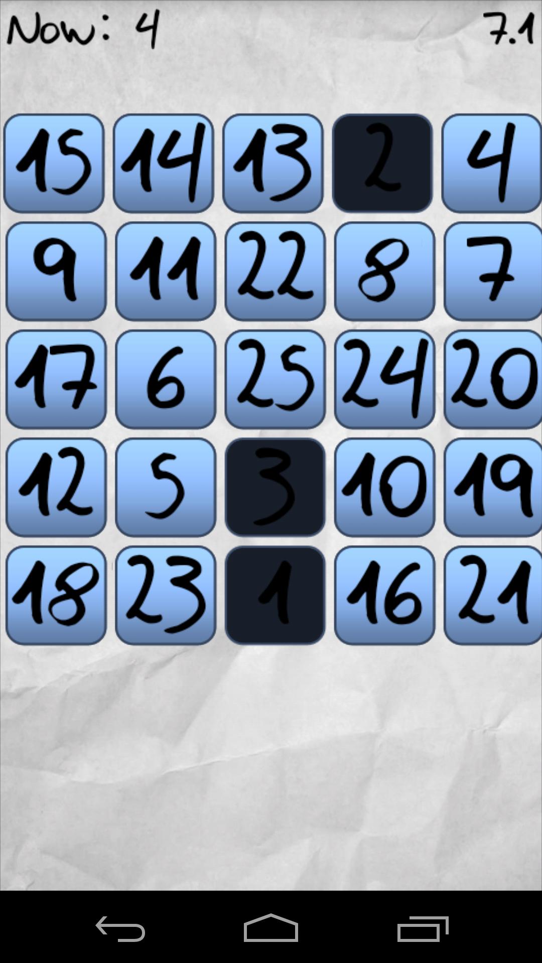 Touch the Blue Numbers