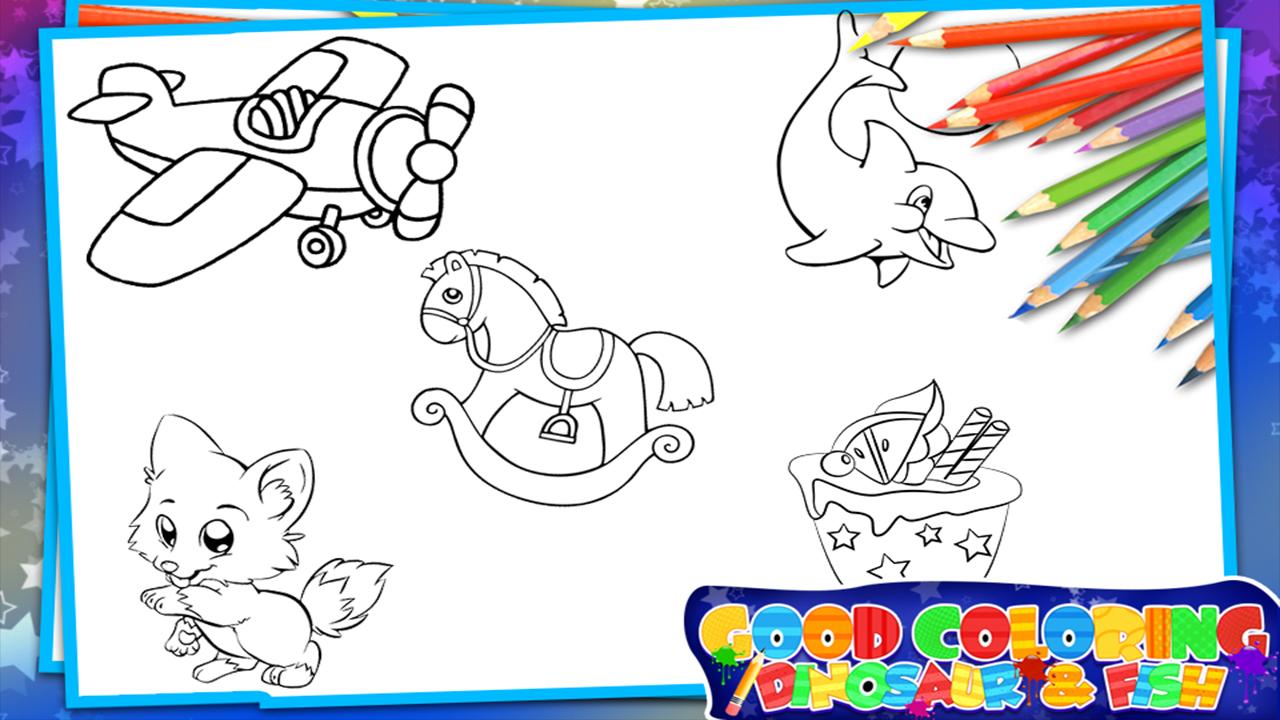 Good Coloring Dinosaur & Fish