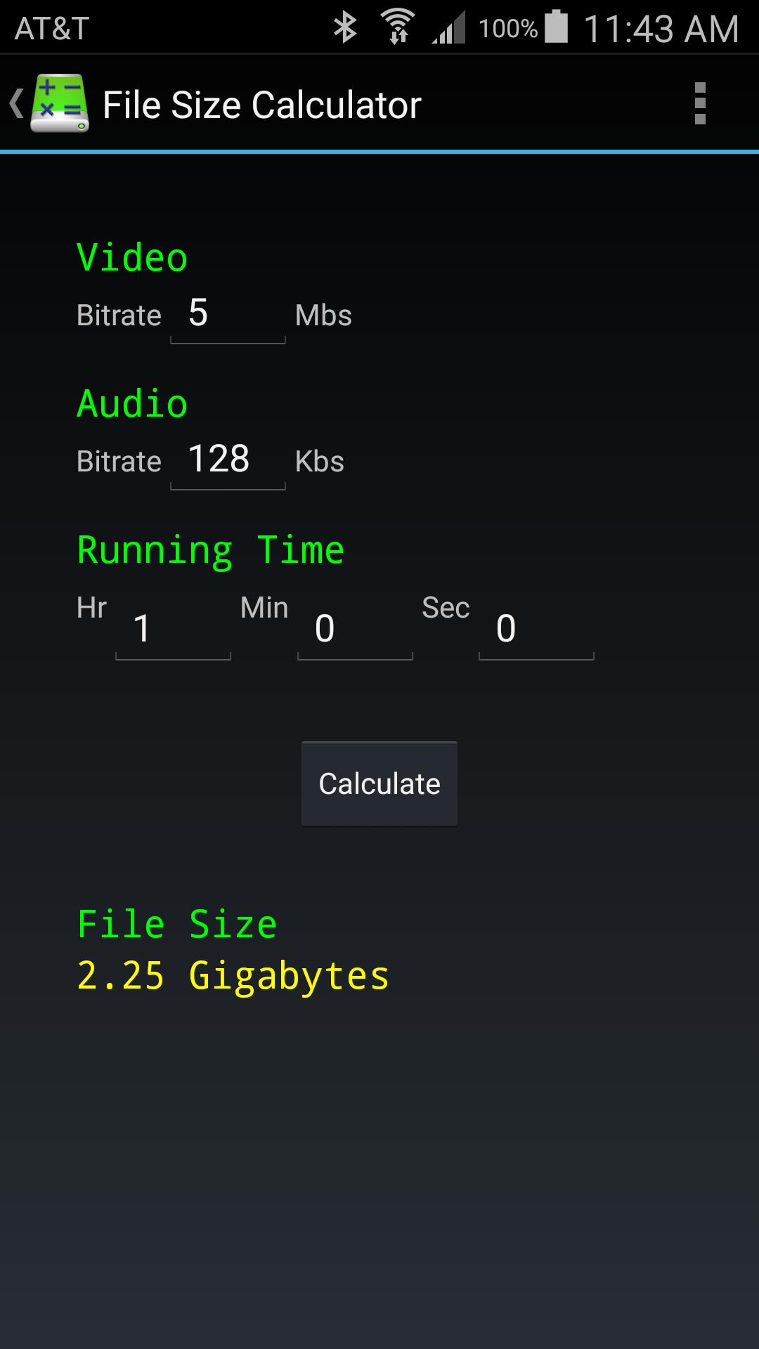 File Size Calculator