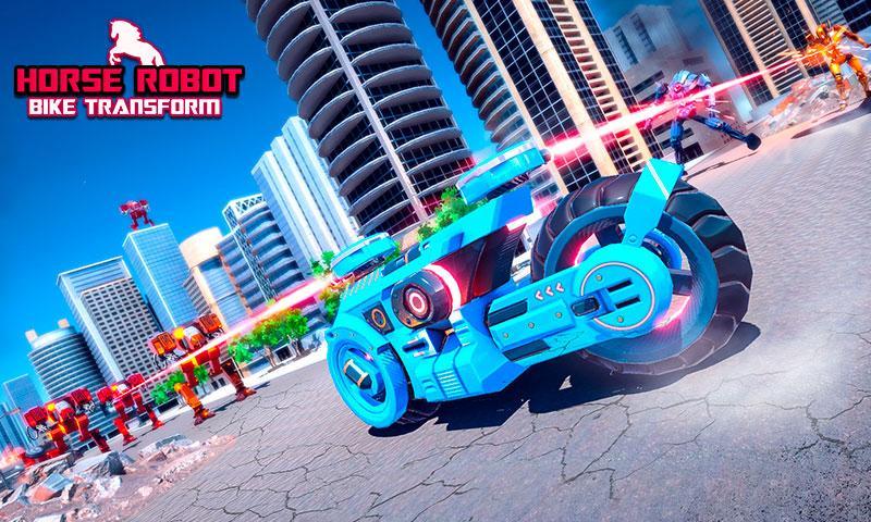 Flying Robot Unicorn Attack Bike Shooting Games