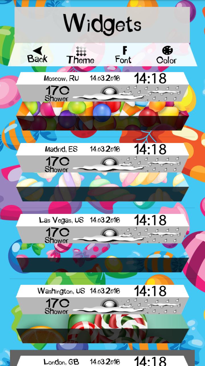 Clock Weather Widget Candies