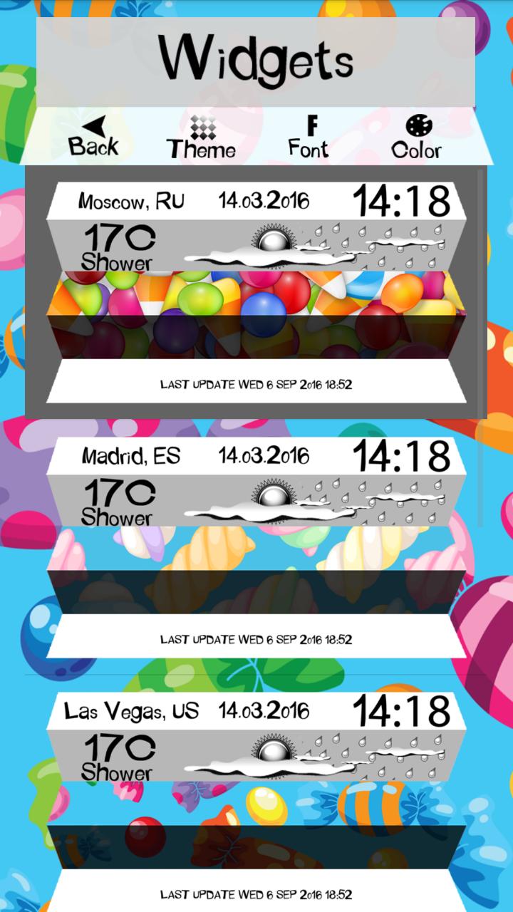 Clock Weather Widget Candies