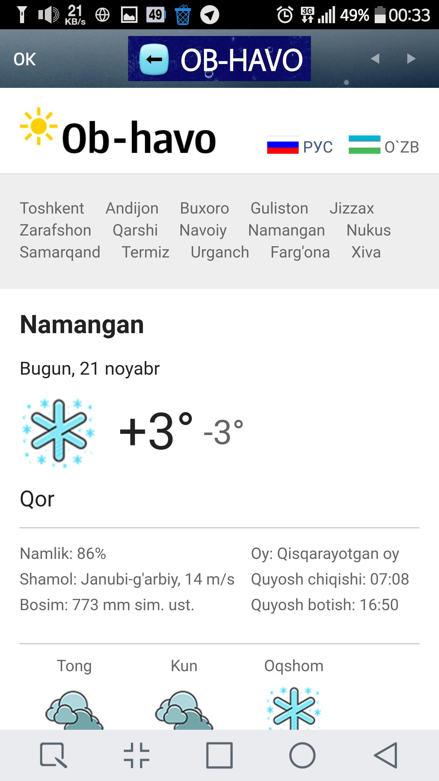 Ob-Havo - O'zbekiston va JAHON