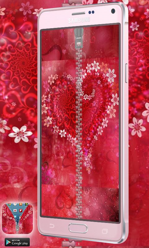 Love Heart Flowers Zipper Lock