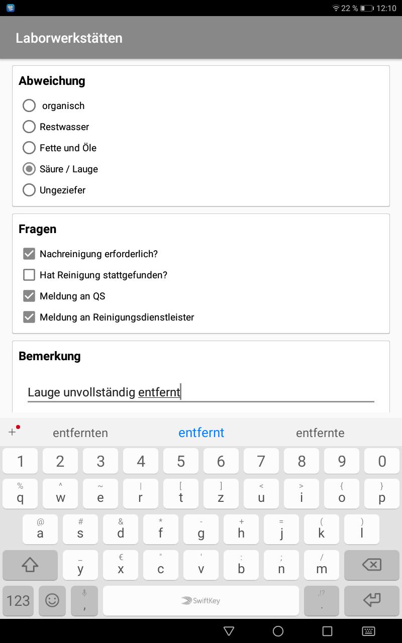 Demo-Reinigungskontrolle-App Linstep Software GmbH