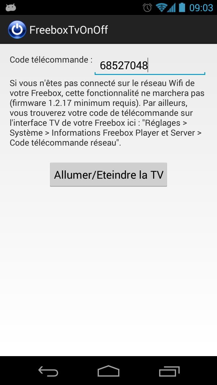 Freebox TV On/Off