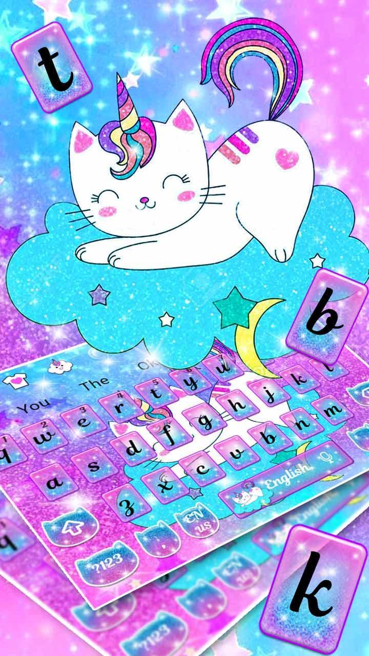 Pink Unicorn Glitter Cat Keyboard Theme