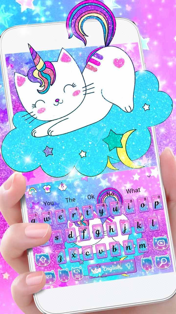 Pink Unicorn Glitter Cat Keyboard Theme