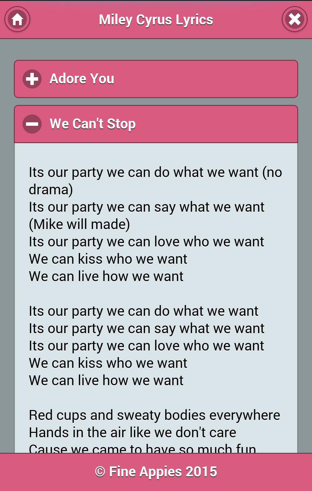 Lyrics of Miley Cyrus