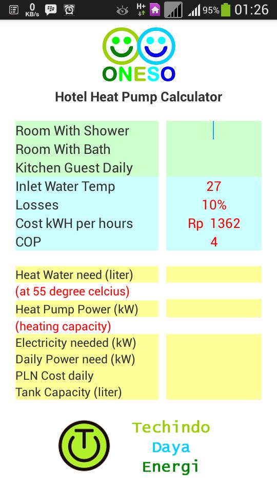 Oneso Heat Pump Hotel Calc.