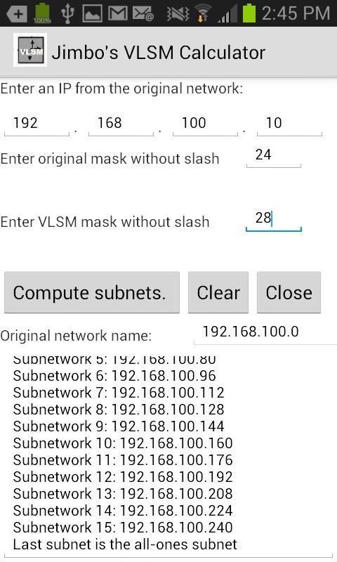 Jimbo's VLSM Calculator
