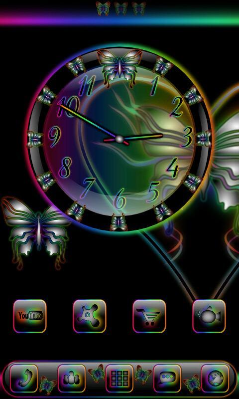 Butterfly Rainbow Clock Widget