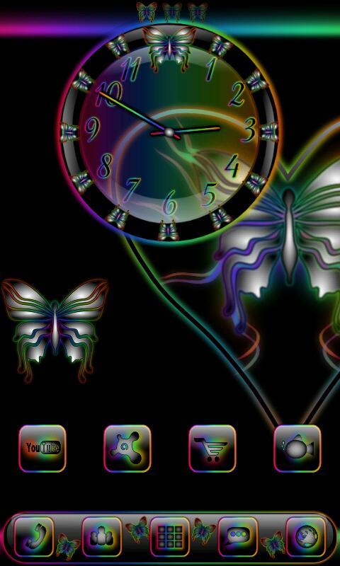 Butterfly Rainbow Clock Widget