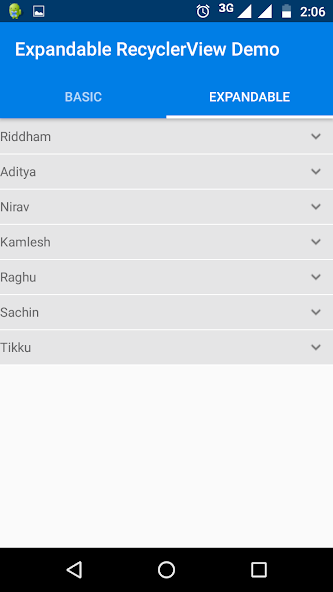 Expandable RecyclerView Demo