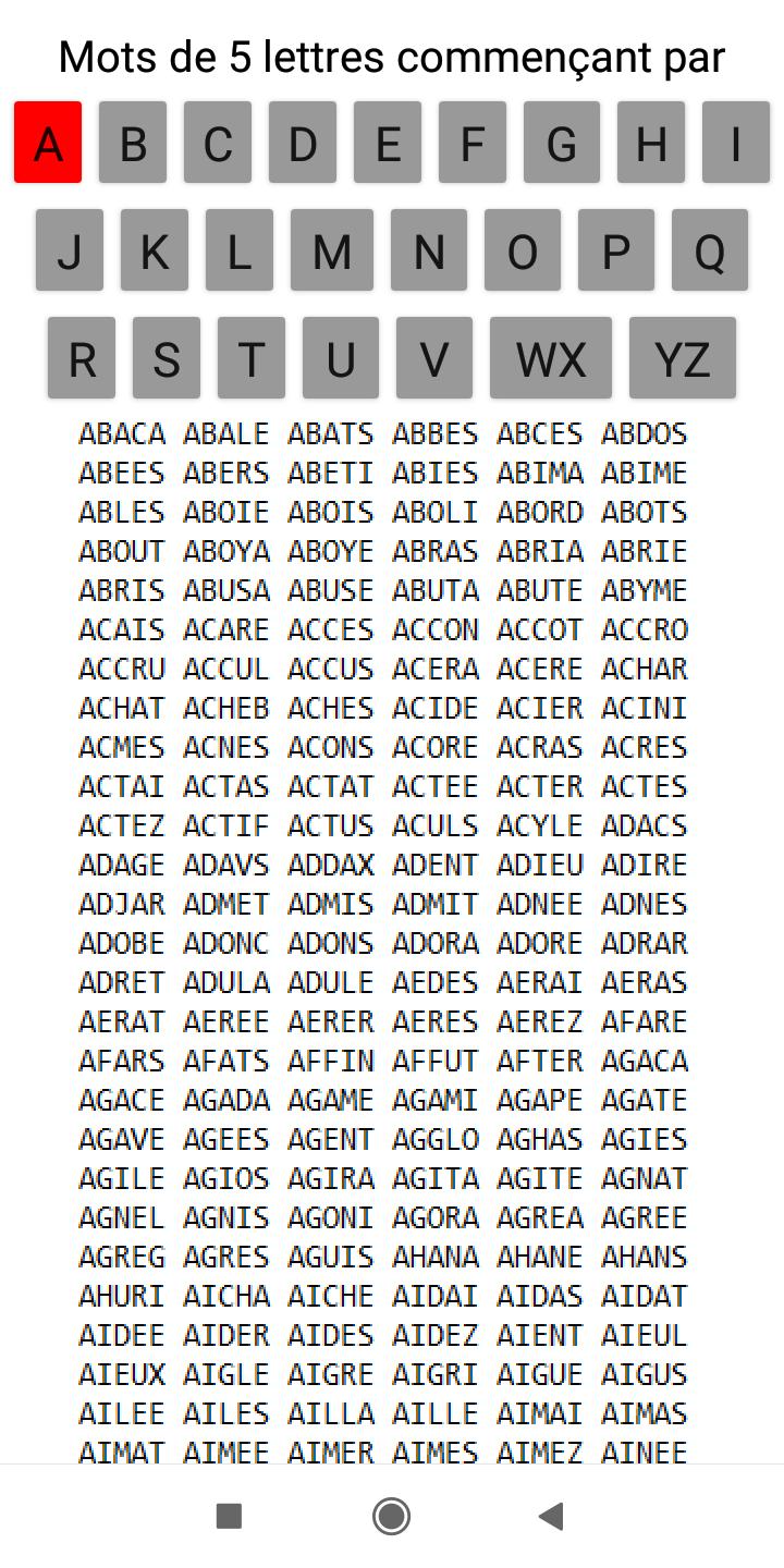 Mots scrabble de 5 lettres