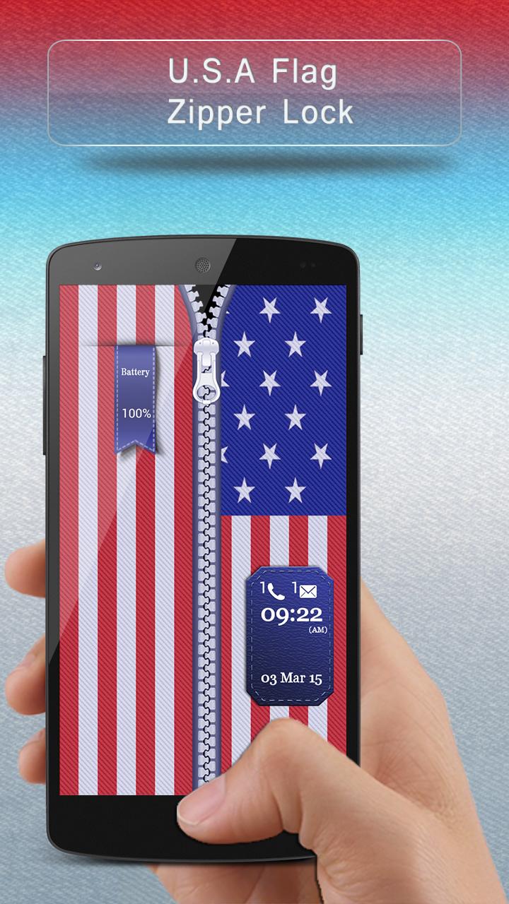 USA Flag Zipper Lock