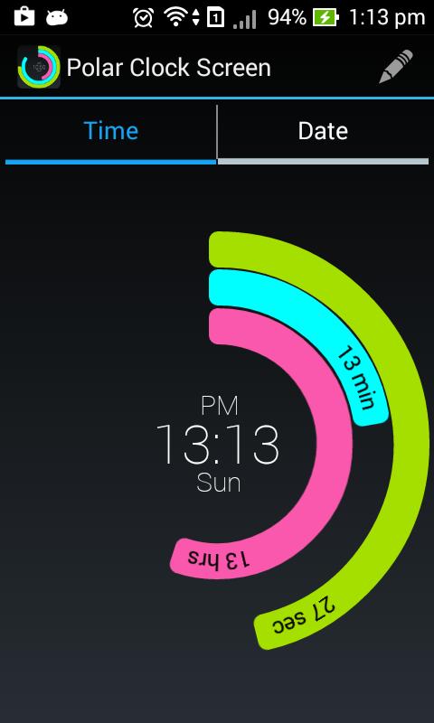 Polar Clock Screen