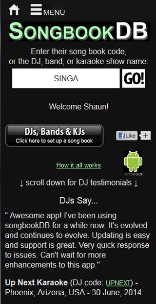 SongbookDB Song Search Karaoke