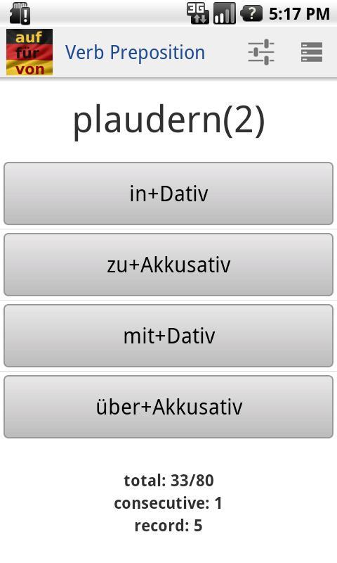 German Verb Prepositions Quiz