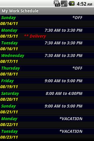 My Work Schedule